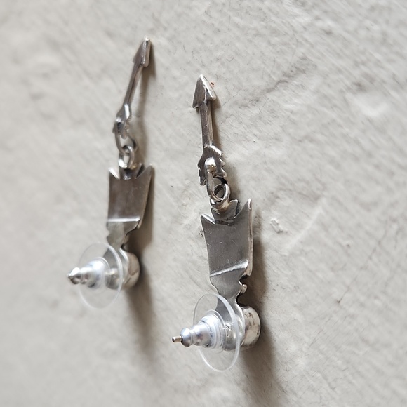 NWOT Native American Navajo Denim Lapis & Sterling Thunderbird Dangle Earrings - Picture 7 of 12